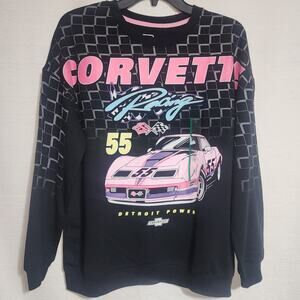 corvette sweatshirt men's medium large black and pink